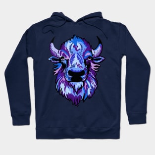 Mindful Vivid Buffalo in Purple & Blue Hoodie